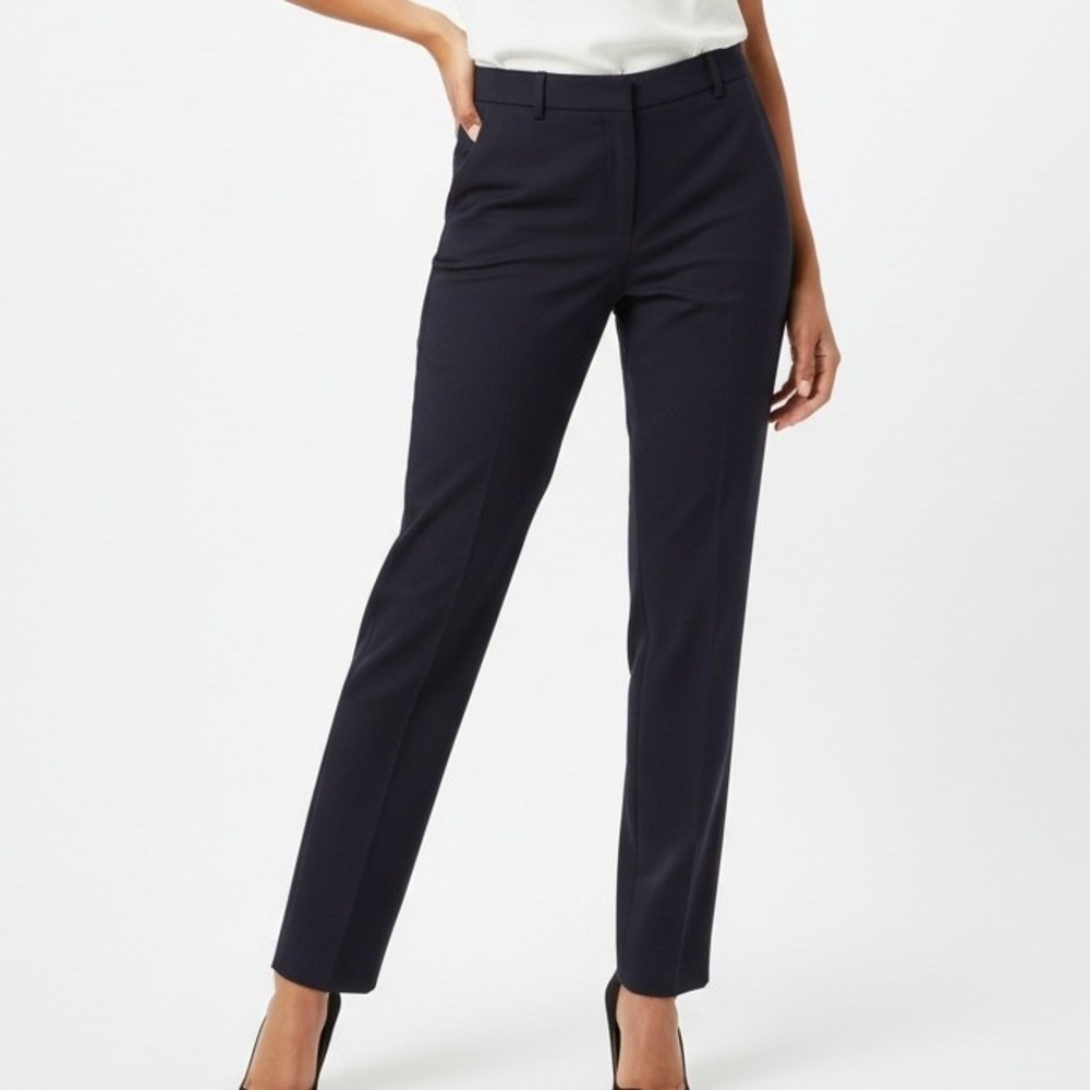 Lands End Womens Side Zip Straight‎ Leg Pants Navy Blue Polyester Rayon Size 10